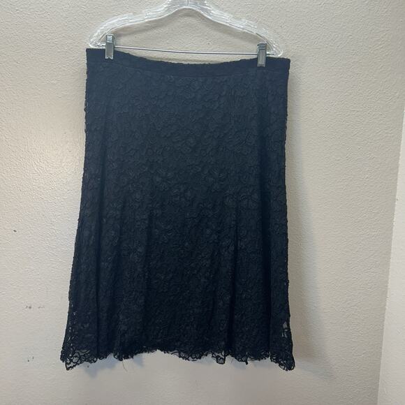 Vintage Midi Skirt SZ XL Black Grunge Whimsigoth Witchy All Over Lace Vamp Y2K - Picture 1 of 6